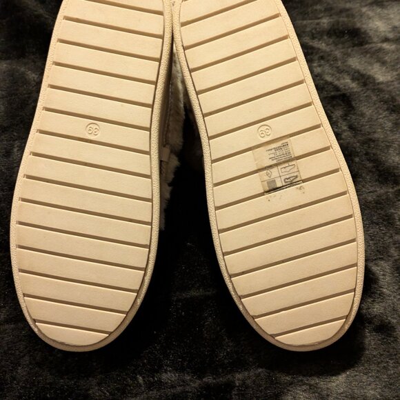 Creme beige faux fur women's strappy ties ankle boot,size8 - Picture 3 of 6